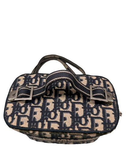 Christian Dior Navy/Beige Oblique Vanity Case Crossbody / Shoulder Bag.