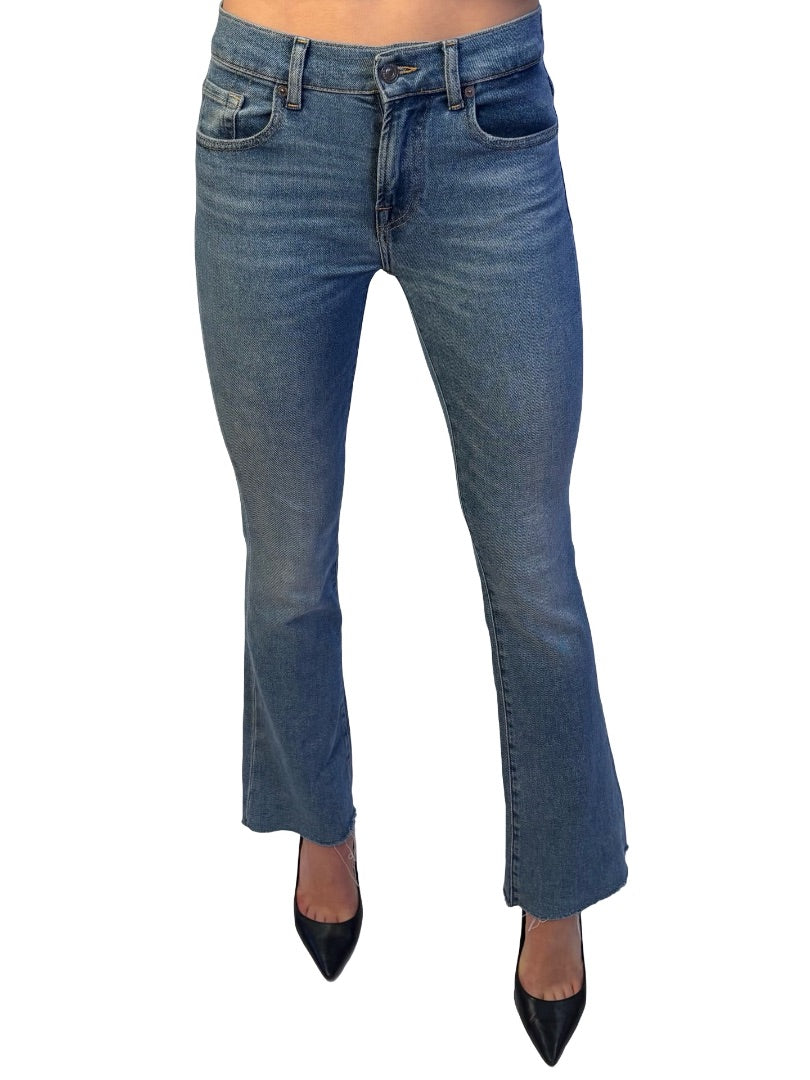 7 for All Mankind Blue Wash Slim Flare Jean. Size: 25