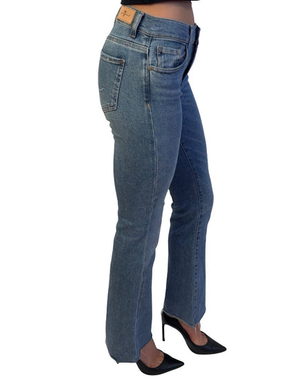 7 for All Mankind Blue Wash Slim Flare Jean. Size: 25
