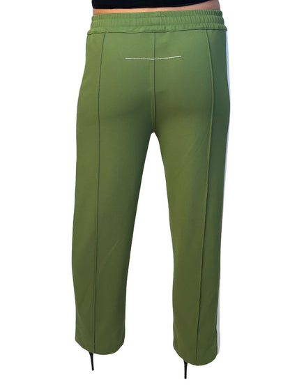 Bassike Green Nylon Stripe Trackpant. Size: 0