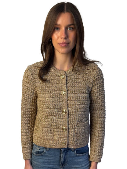 Ba&sh Gold Metallic Buttoned Cardigan. Size: 1