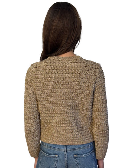 Ba&sh Gold Metallic Buttoned Cardigan. Size: 1