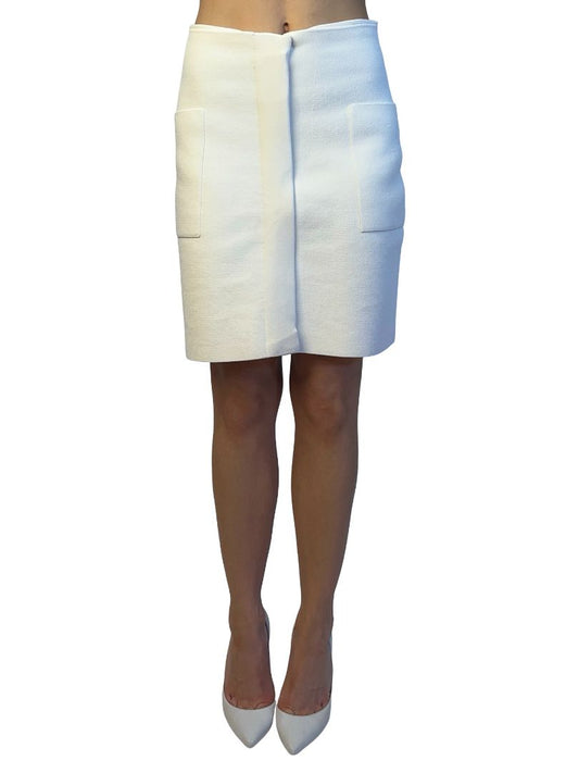 Scanlan Theodore White Crepe Mini Pocket Skirt. Size: L