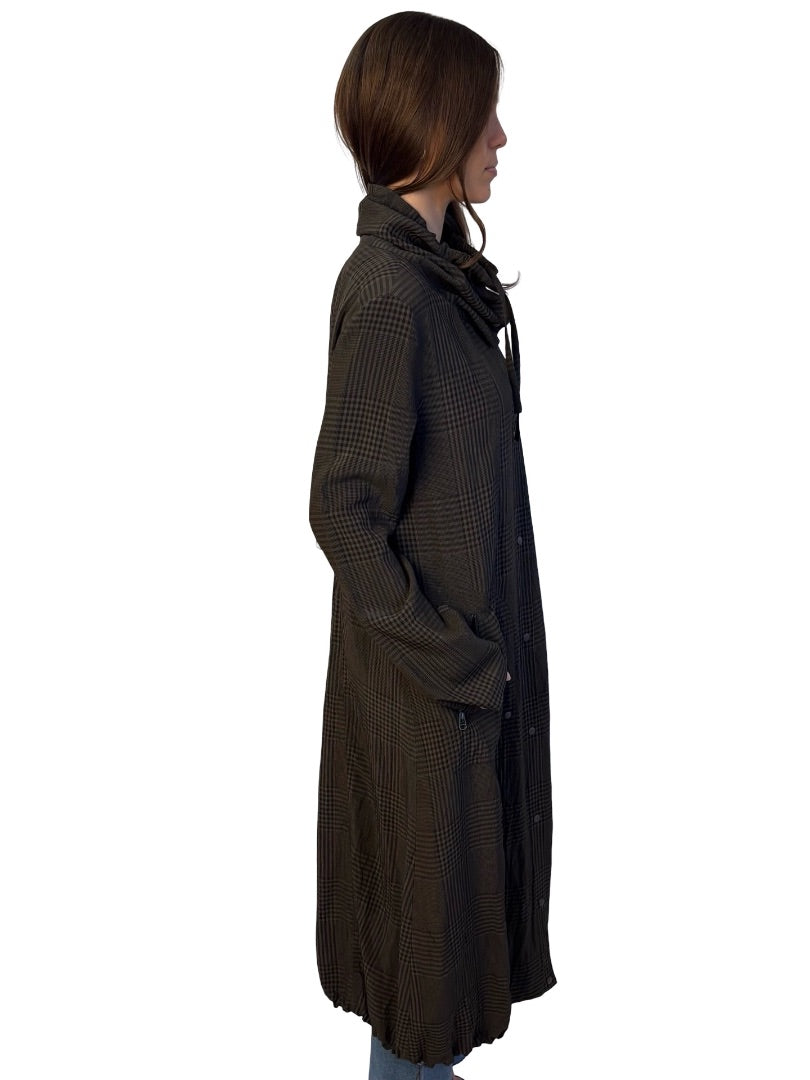 Annette Gortz Brown Check 'Brix' Coat Dress. Size: M