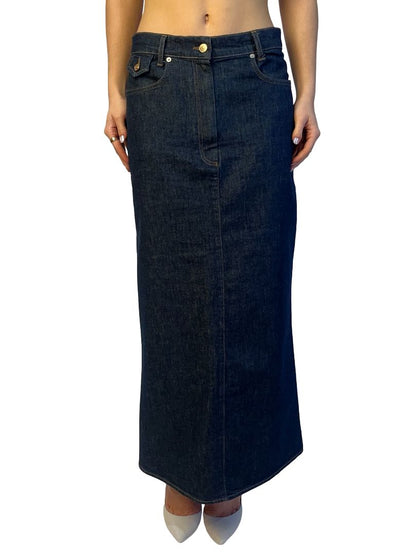 Scanlan Theodore Indigo Fishtail Denim Midi Skirt. Size: 10