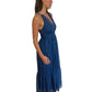 Scanlan Theodore Cobalt Blue Long Dress w Thin Shoulder Straps & Circular Cutout Detail. Size: 10
