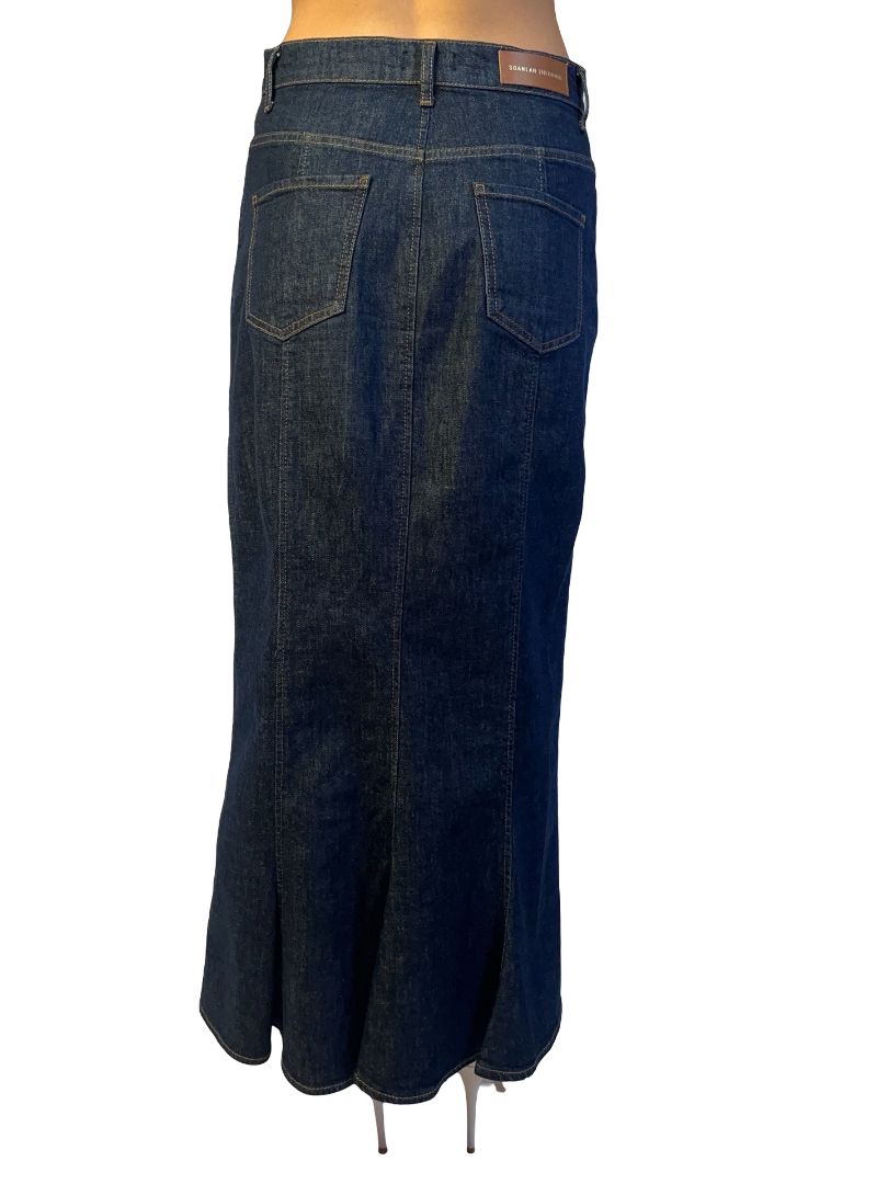 Scanlan Theodore Indigo Fishtail Denim Midi Skirt. Size: 10