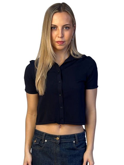Scanlan Theodore Navy Short Sleeve Button Up Polo. Size: L
