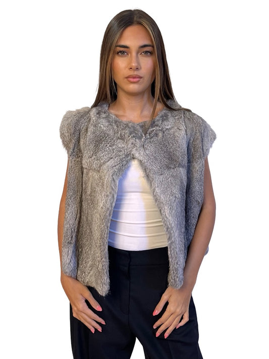 Scanlan Theodore Grey Chinchilla Fur Vest. Size: 12