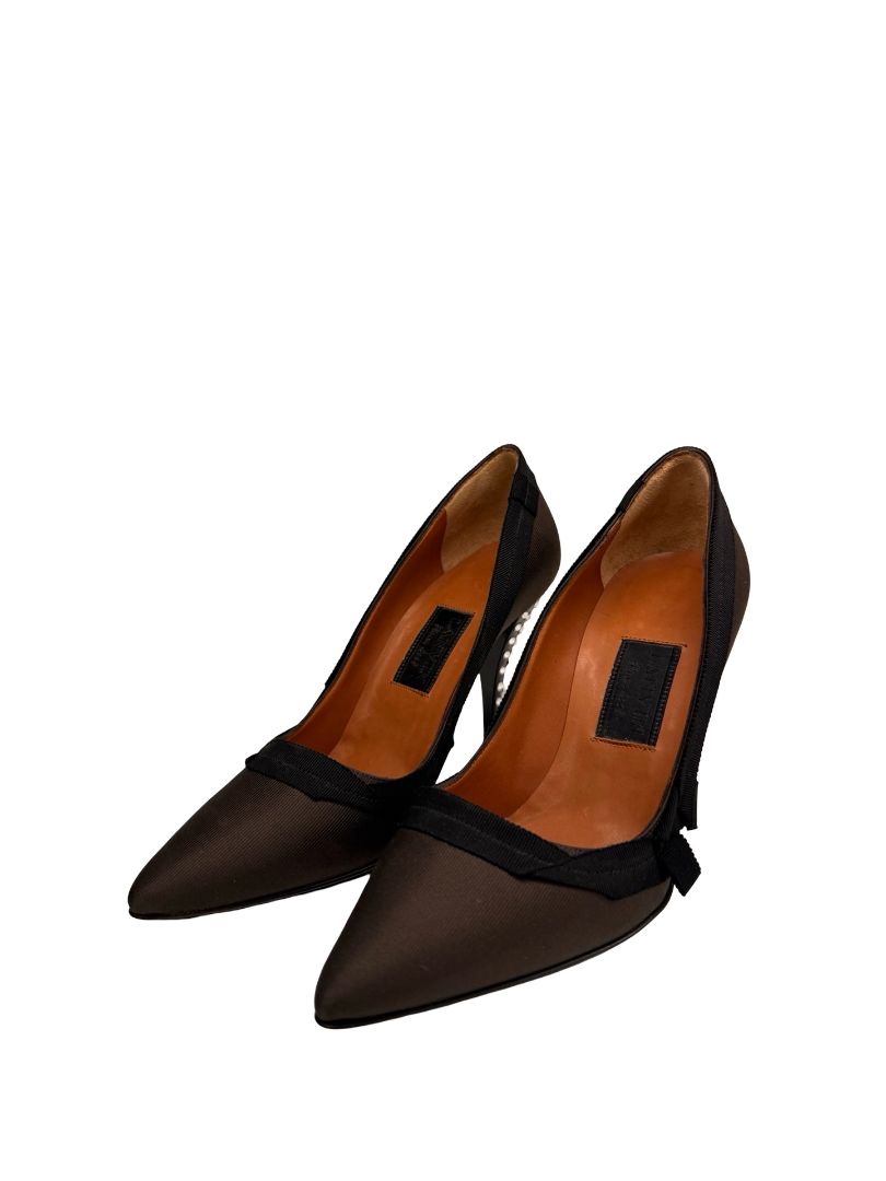 Lanvin Brown Pumps W Crystal Embellished Heel. Size: 37.5