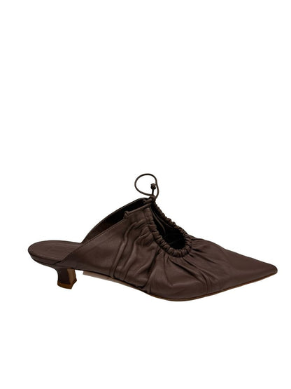 By Malene Birger Brown Leather Gathered 'Masey' Mules. Size: 40