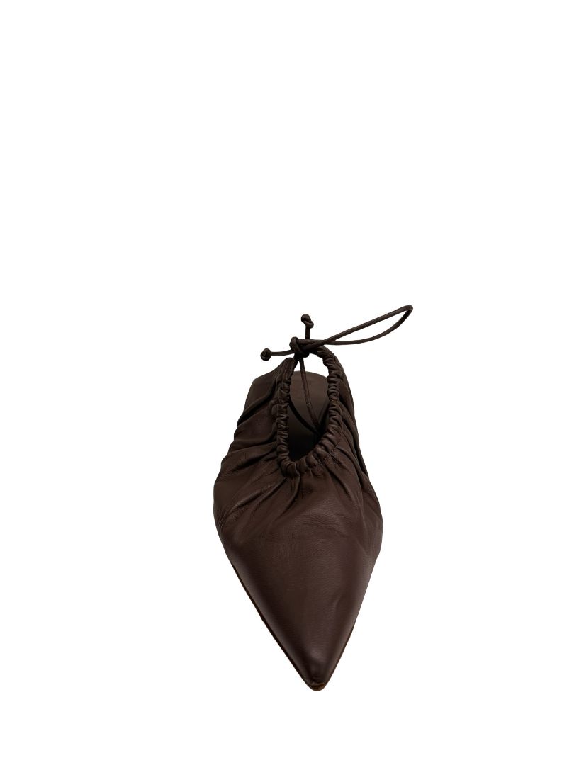 By Malene Birger Brown Leather Gathered 'Masey' Mules. Size: 40