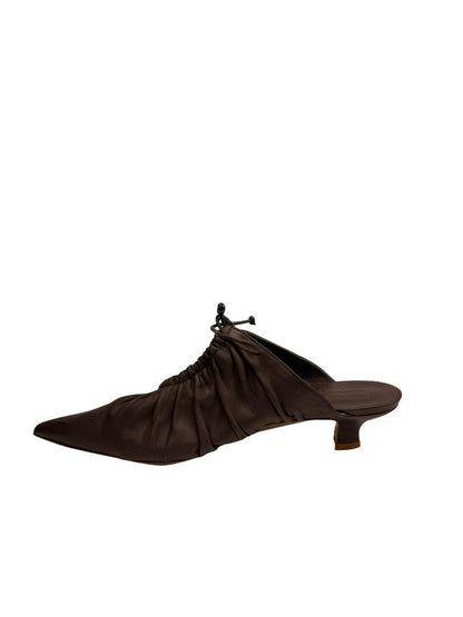 By Malene Birger Brown Leather Gathered 'Masey' Mules. Size: 40