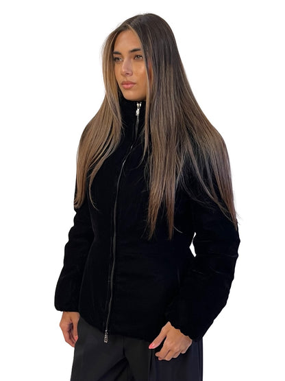 Emporio Armani Black Velvet Zip Up Jacket. Size: 42