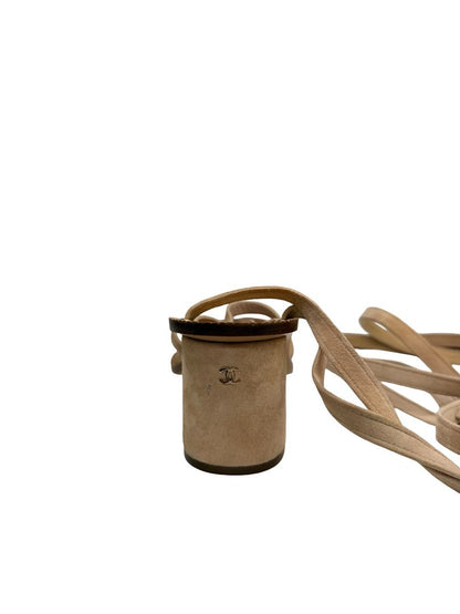 Chanel Beige Suede Gladiator Style Sandals W Block Heel Size: 37