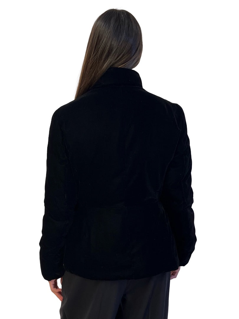 Emporio Armani Black Velvet Zip Up Jacket. Size: 42