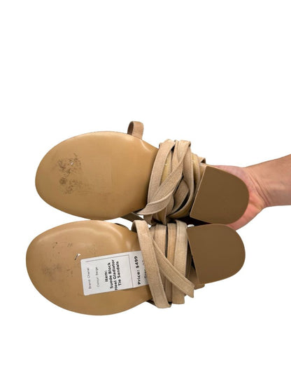 Chanel Beige Suede Gladiator Style Sandals W Block Heel Size: 37
