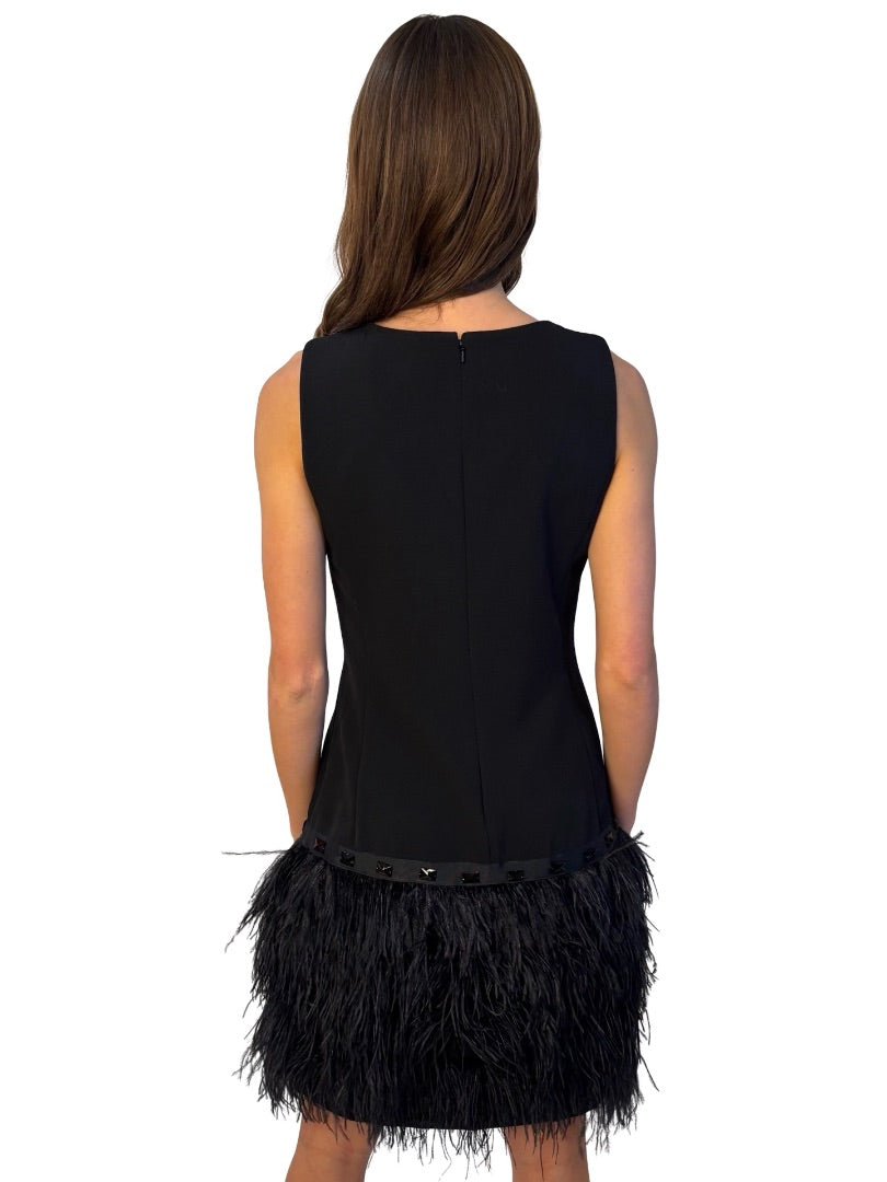 Michael By Michael Kors Black Feather Skirt Dress. Size: 8