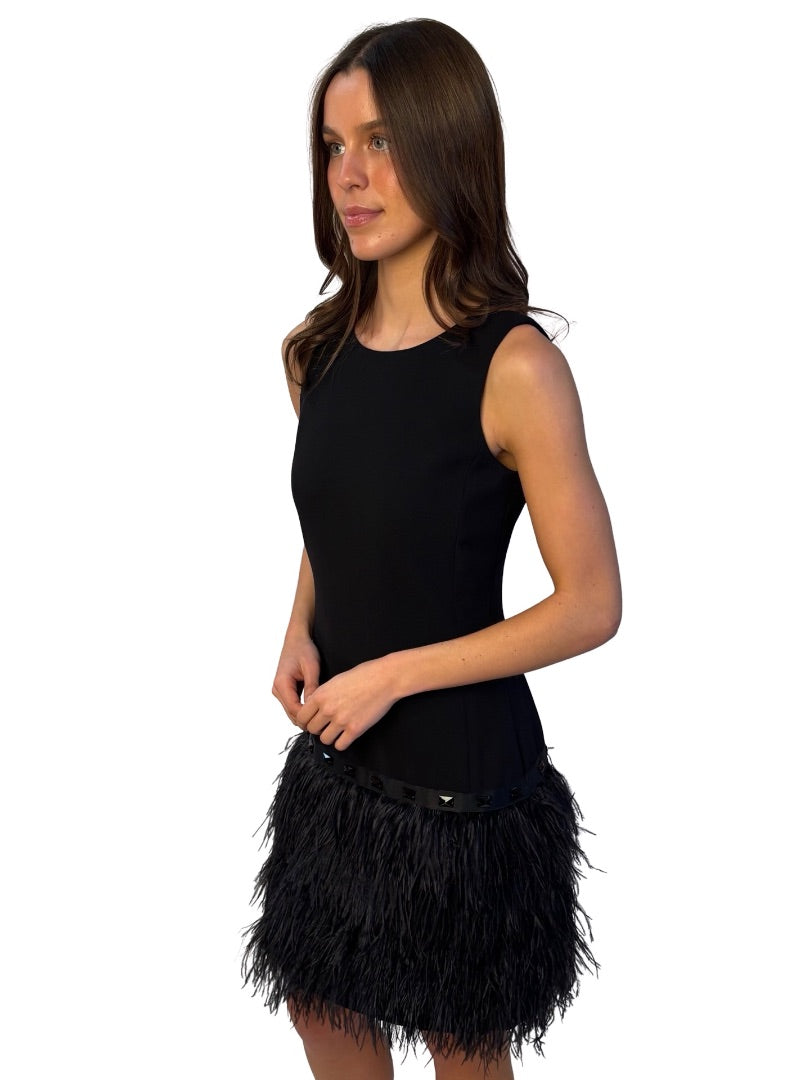 Michael By Michael Kors Black Feather Skirt Dress. Size: 8