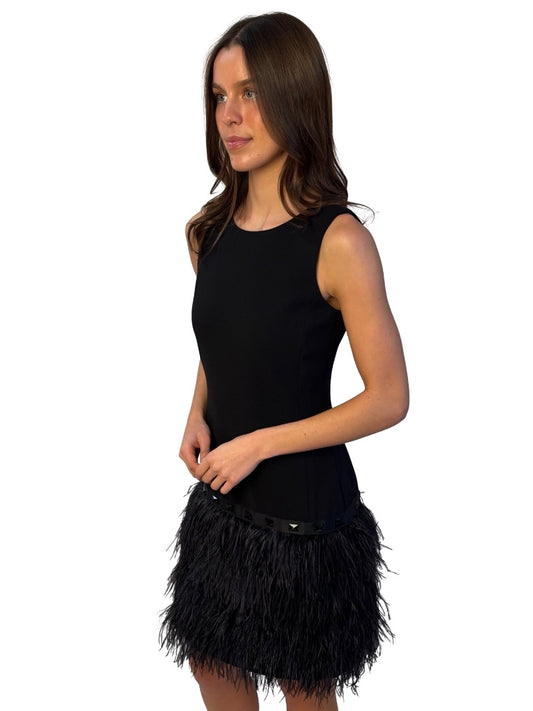 Michael By Michael Kors Black Ostrich Feather Skirt Dress. Size: 8
