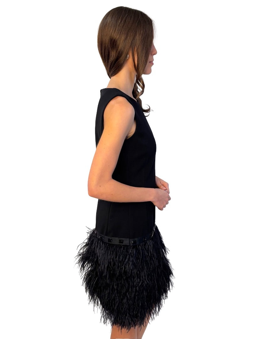 Michael By Michael Kors Black Feather Skirt Dress. Size: 8