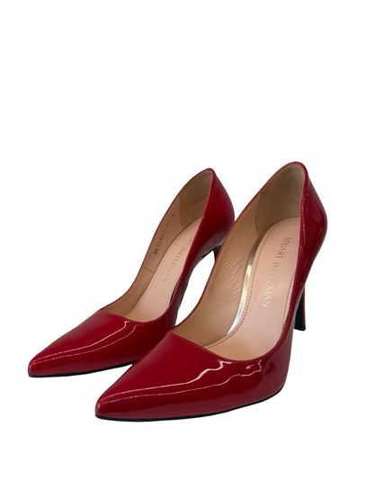 Stuart Weitzman Red Patent Leather Pointy Pump. Size: 37.5