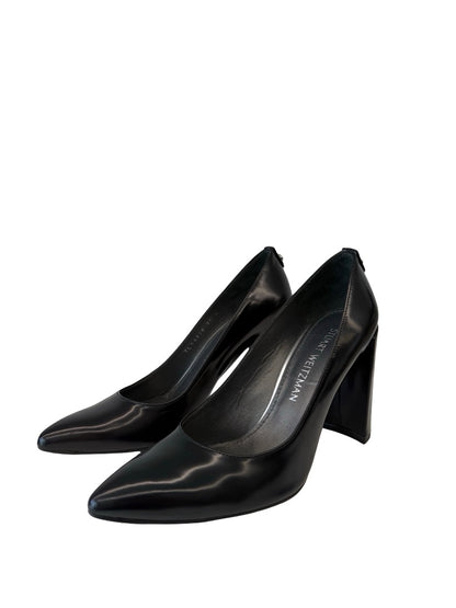 Stuart Weitzman Black Patent Block Heel Pump. Size: 35.5