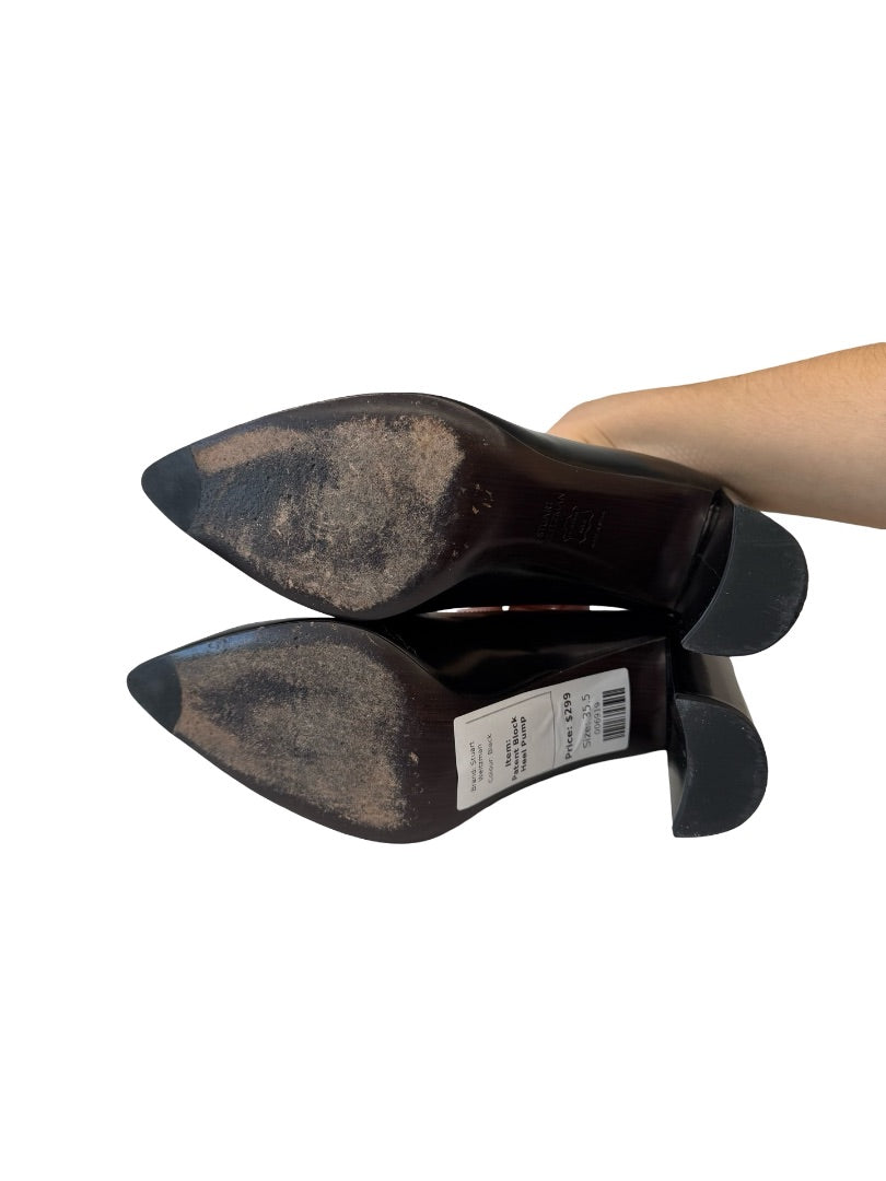 Stuart Weitzman Black Patent Block Heel Pump. Size: 35.5