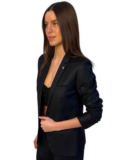 Zadig & Voltaire Black Asymmetric Pocket Blazer w/ Skull Brooch. Size: 38