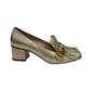 Gucci Gold Crinkled Leather GG Marmont Fringe Pumps. Size: 40