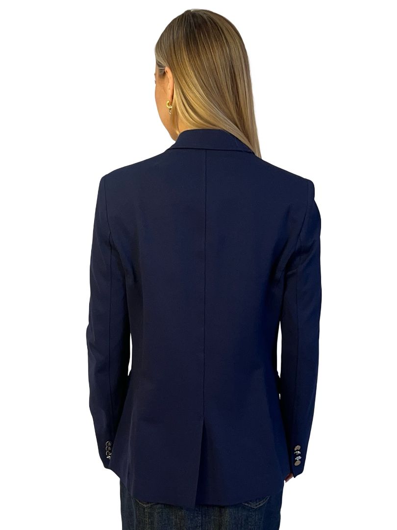Ralph Lauren Navy Pocket Logo Single Breasted Blazer. Size: 10