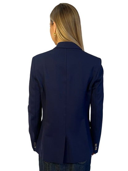 Ralph Lauren Navy Pocket Logo Single Breasted Blazer. Size: 10