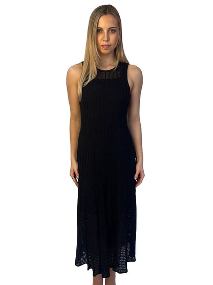 Sandro Black Knitted Crochet Dress W Mini Slip. Size: 40