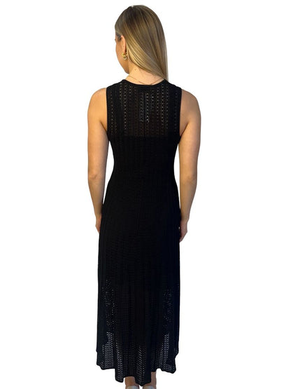 Sandro Black Knitted Crochet Dress W Mini Slip. Size: 40