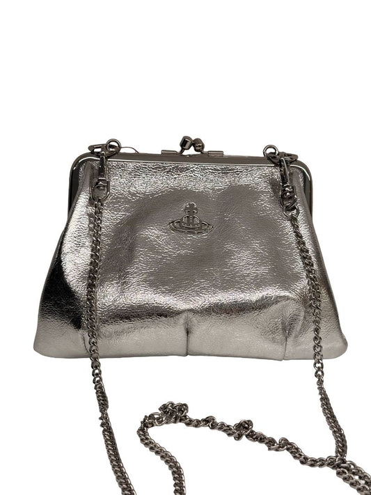 Vivienne Westwood Silver Vegan Crinkle Granny Frame Purse.
