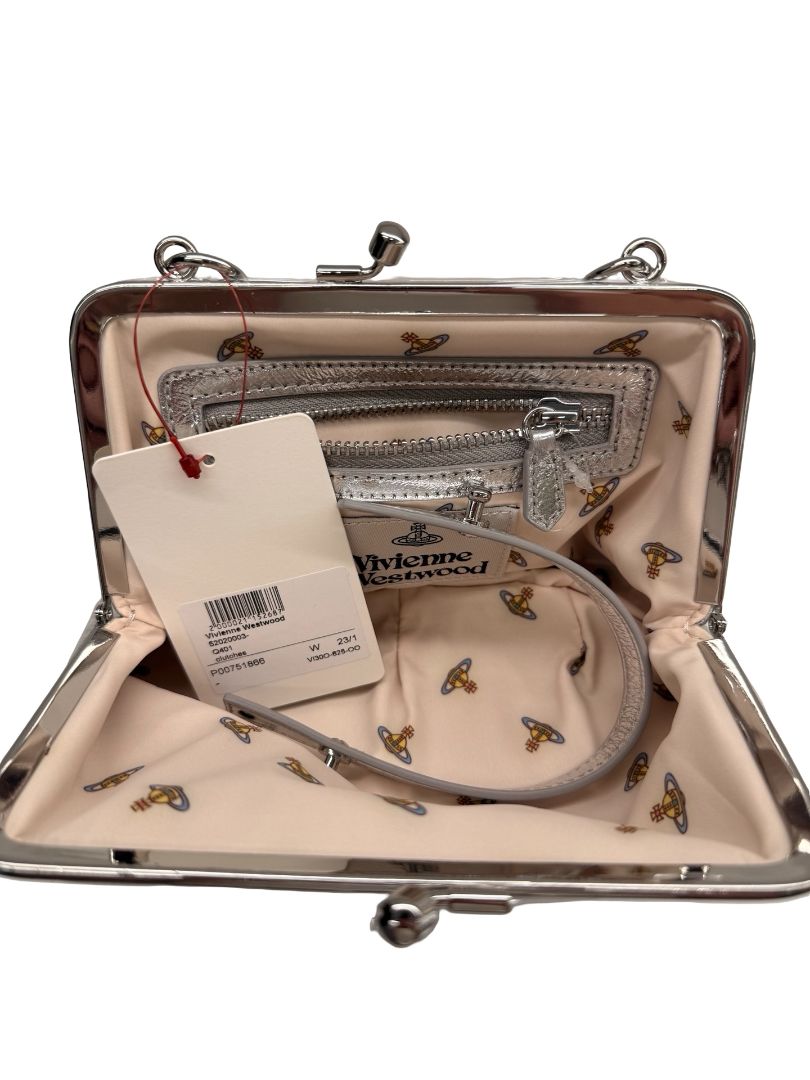Vivienne Westwood Silver Vegan Crinkle Granny Frame Purse.