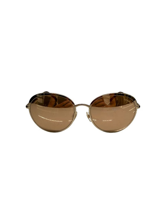 Chanel Gold '4206' Oval Mirrored Sunglasses.