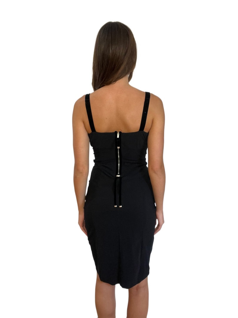 High Tech Black Thin Straps Stretch Dress. Size: 8