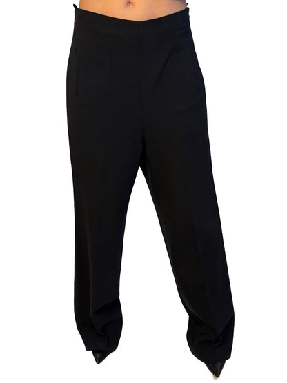 Scanlan Theodore Black Straight Leg Bandless Trousers. Size: 12