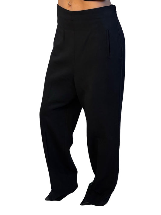 Scanlan Theodore Black Straight Leg Bandless Trousers. Size: 12