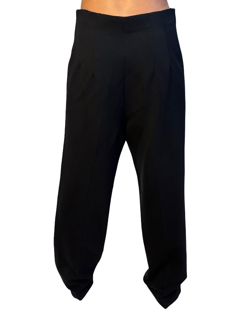 Scanlan Theodore Black Straight Leg Bandless Trousers. Size: 12