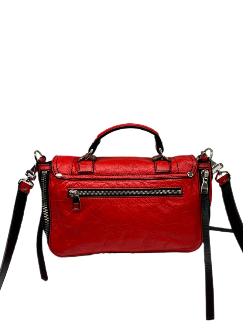 Proenza Schouler Red Crinkled Calfskin Crossbody Bag. Size: Mini