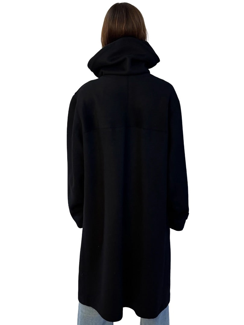 Y-3 Black Recycled Wool Blend Coat. Size: S/M