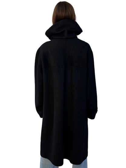 Y-3 Black Recycled Wool Blend Coat. Size: S/M