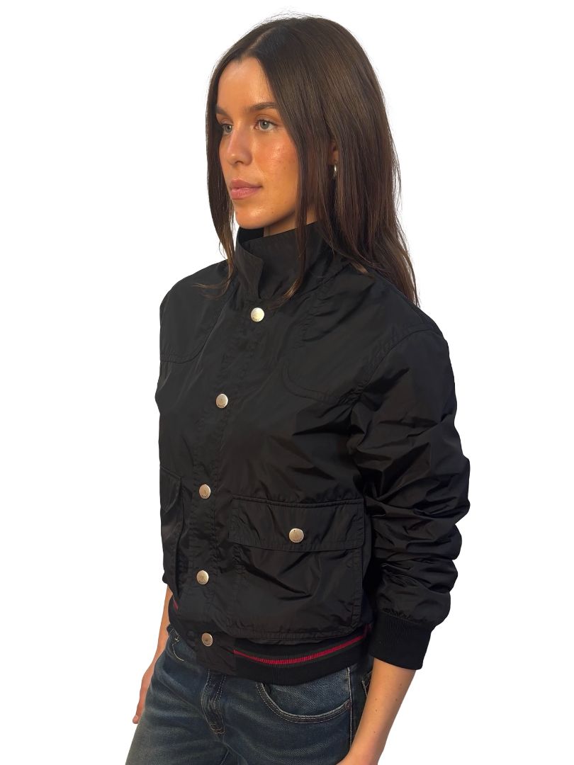 Gucci Black Spray Bomber Jacket. Size: S-M