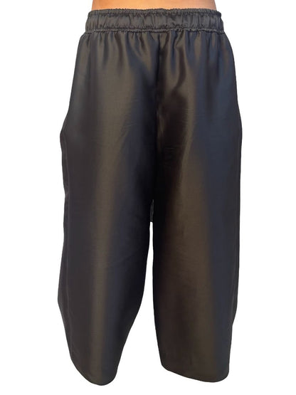 Lee Mathews Charcoal Satin 'Penny' Wide Leg Pant. Size: 3