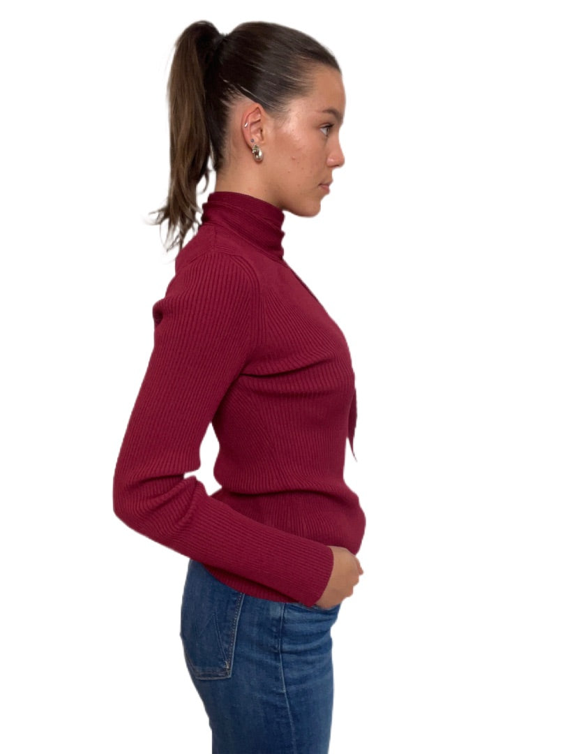Scanlan Theodore Plum Ribbed Long Sleeve Top. Size: M