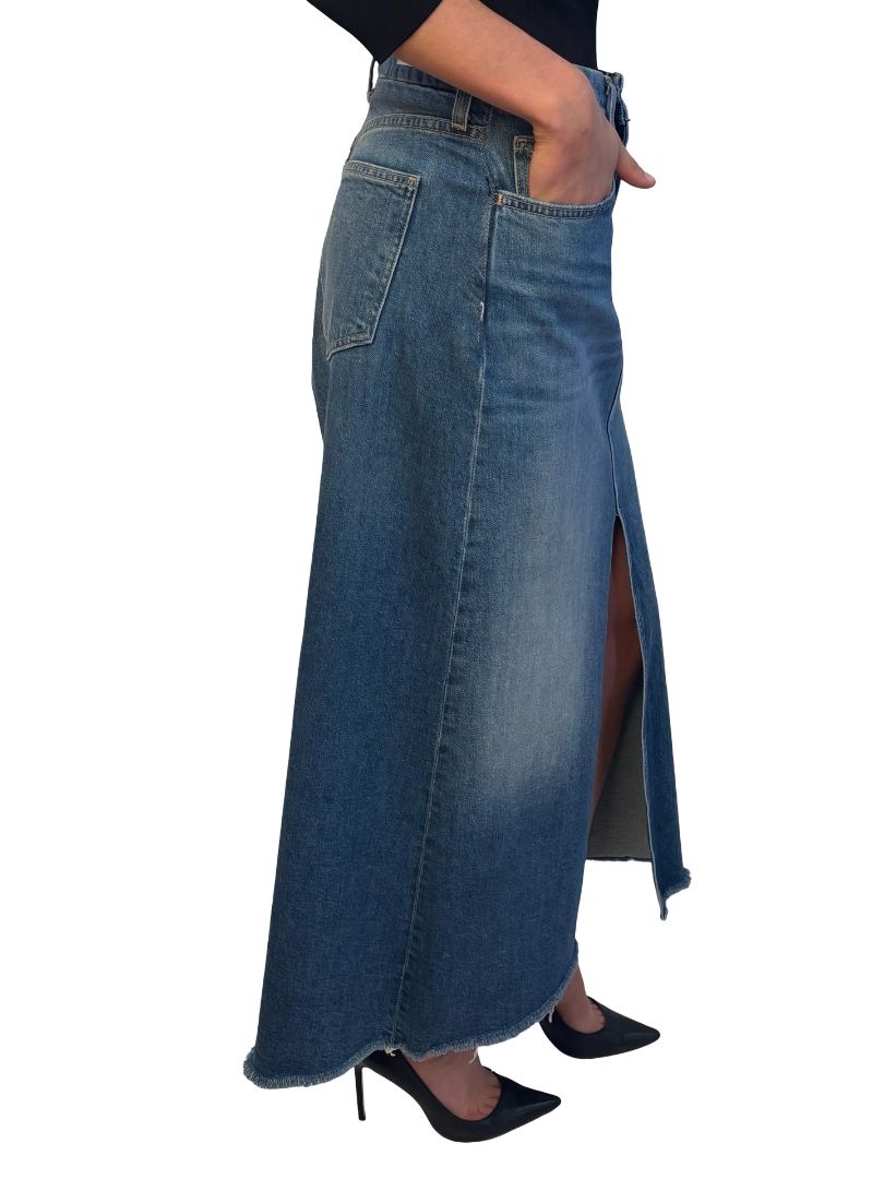 Frank & Eileen Blue Wash 'Donnybrook' Front Slit Skirt. Size: 29