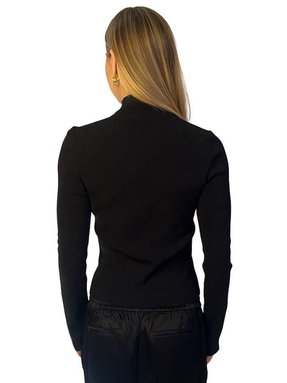 Scanlan Theodore Black Crepe Cutout Long Sleeve Turtleneck. Size: M