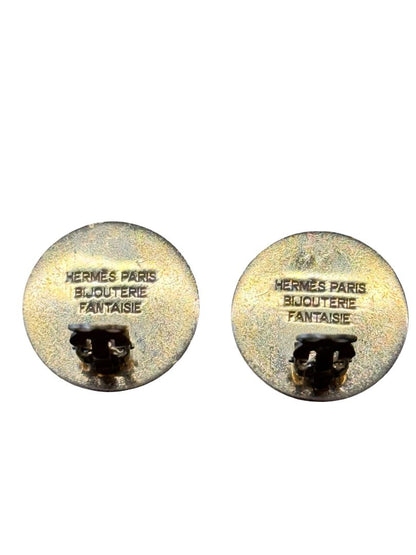 Hermes Gold-toned Engraved Clou De Selle Clip On Earrings.